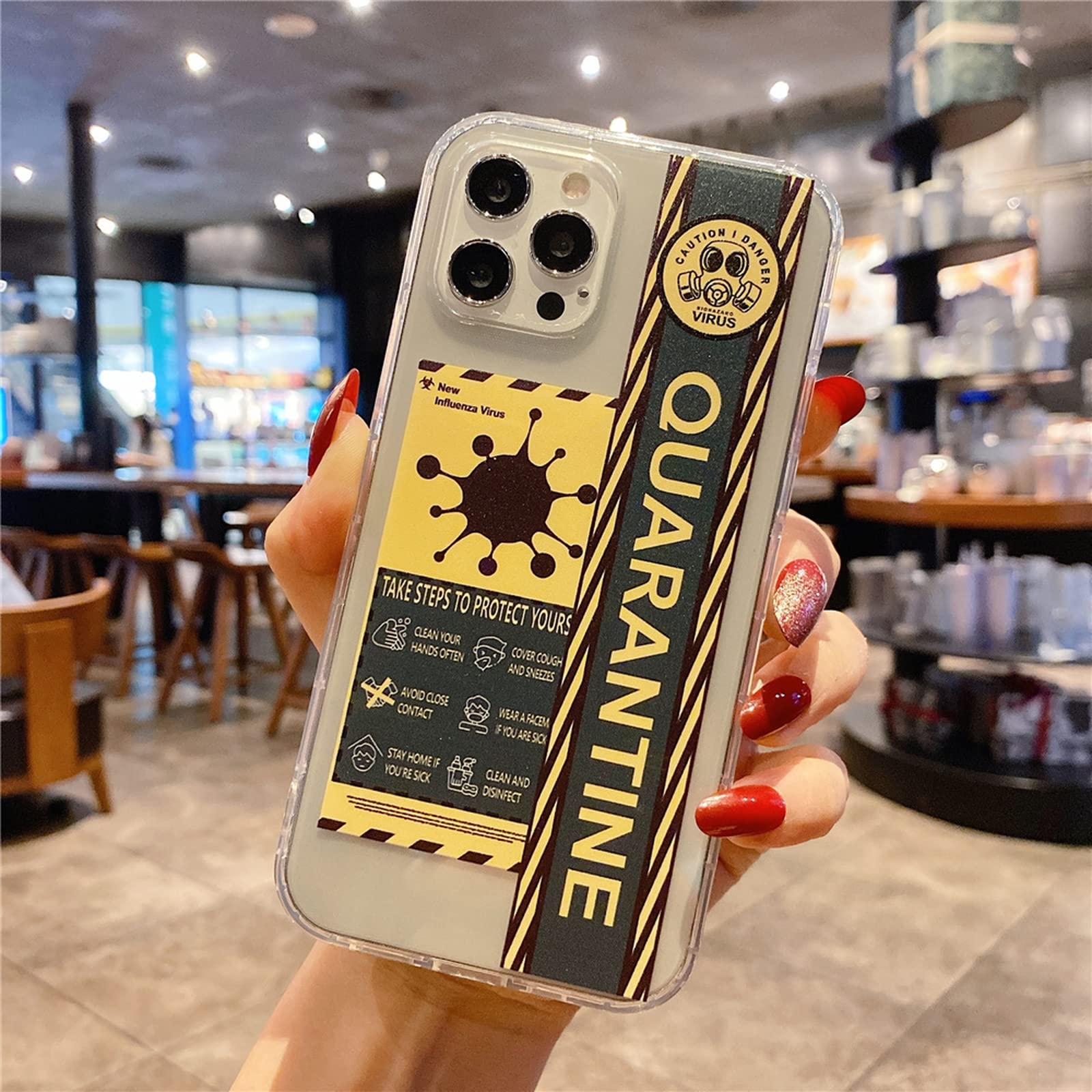 Amazon.co.jp: チケットと警告サインラベル透明な電話ケース For